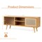 Costway Modern TV Stand Entertainment Center Media Console with Rattan Glass Sliding Doors Natural/Brown